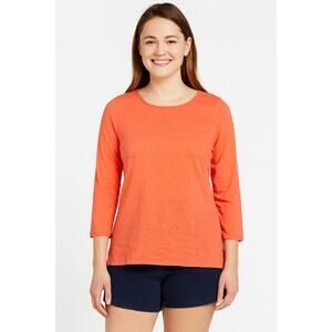 Belle by Kim Gravel Women’s 3/4 Sleeve Top – Size Small, Coral Orange